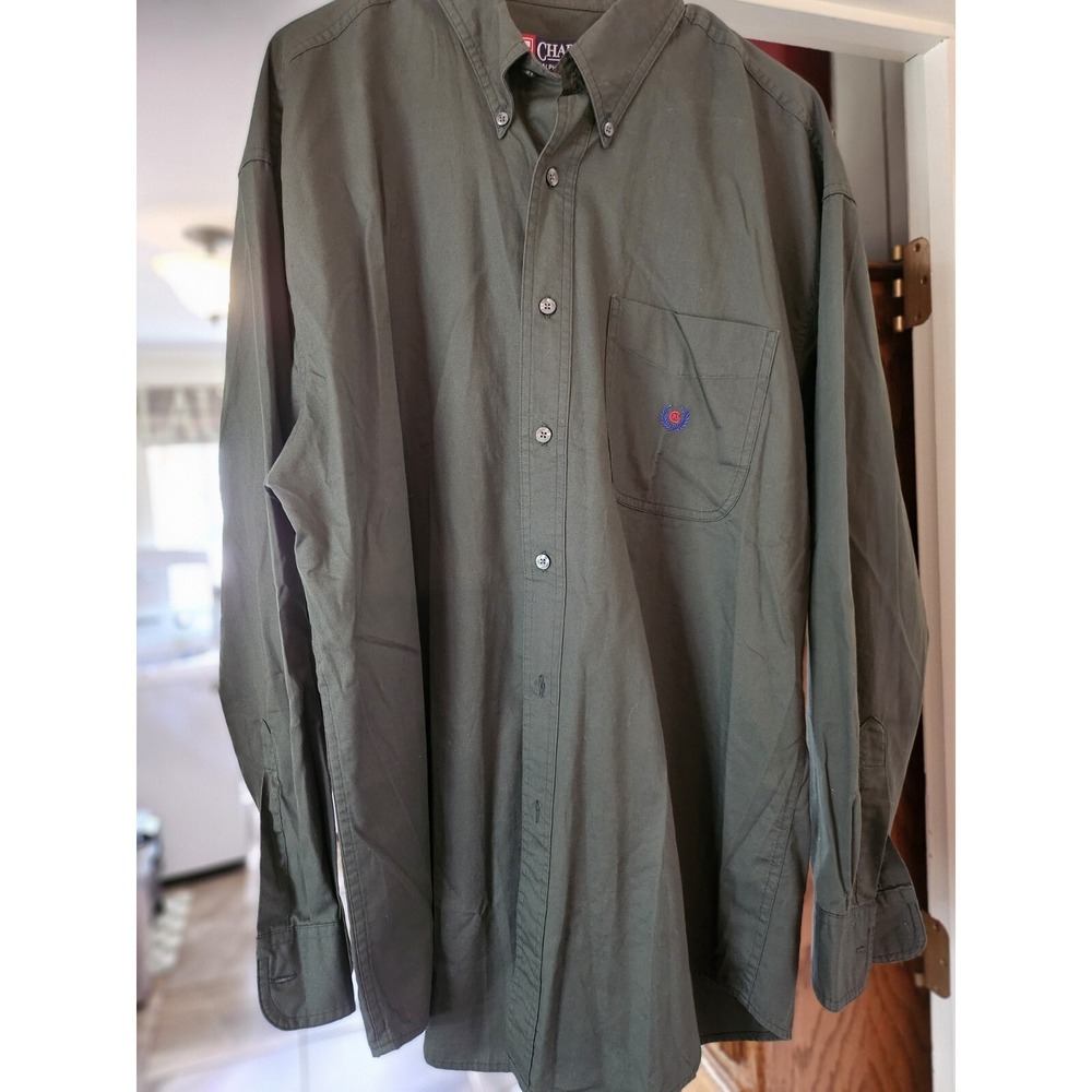 Men's Large Green Button Down Ralph Lauren Chaps Shirt